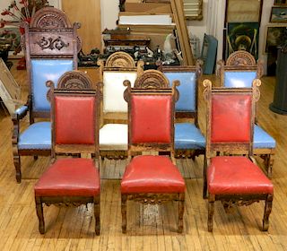 Set of 7 I. O. O. F. lodge chairs