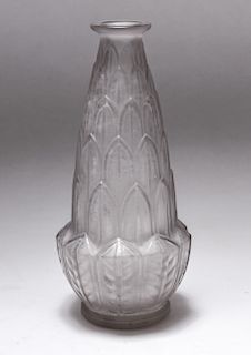 Lalique Style French Frosted Art Glass Vase