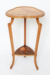 Emile Galle Marquetry Foliate Trefoil Side Table