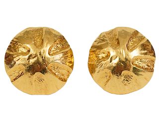 Chanel Gold Tone Sculptured Vintage Earrings
