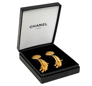 Chanel Coco's Beret Gold Tone Earrings