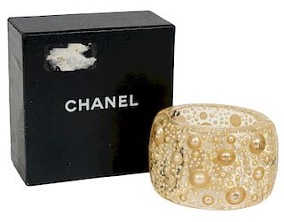 Chanel Clear Hinged Bangle Pearls in Suspension