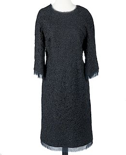 Chanel Black Evening Shift Dress Silk Trim Size