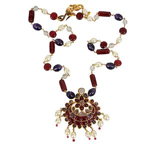 Chanel Multi Color Gripoix & Gold Necklace