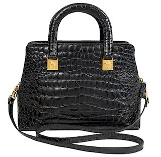 Gianni Versace Croc Embossed Shoulder Bag