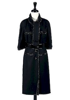 Chanel Wool 3/4 Length Beaded Coat Sz 40 NEW