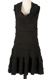 Chanel Wool Blend Little Black Sweater Dress 40