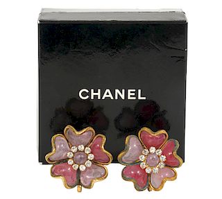 Chanel 1960's Gripoix & Crystal Earrings