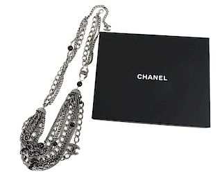 Chanel 2008 Black Ruthenium Chain Belt or Necklace