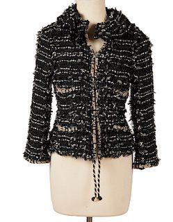Chanel Black Boucle Jacket Size 40