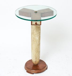 Ruhlmann Manner Art Deco Glass Top Side Table