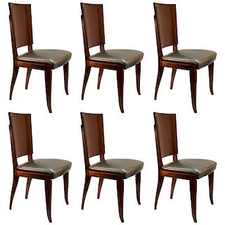 Art Deco Exotic Wood Dining Chairs, Set of Six
