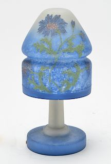 Pairpoint Reverse-Painted Glass Blue Fairy Lamp