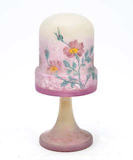 Pairpoint Reverse-Painted Glass Pink Fairy Lamp