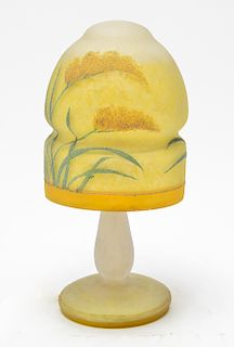 Pairpoint Reverse-Painted Glass Yellow Fairy Lamp