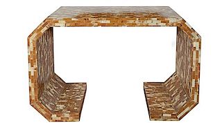 Karl Springer Style Tessellated Console Table