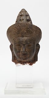 Southeast Asian / Thai Buddha Head Bronze on Base
