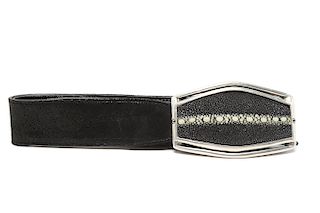 Fahrenheit Vintage Leather Belt w Shagreen Buckle