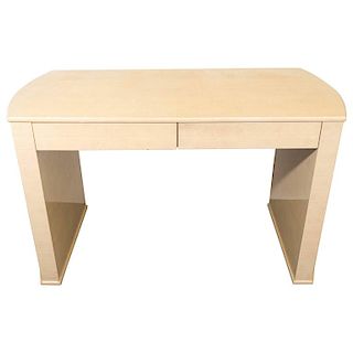 Karl Springer Style Tessellate Faux Parchment Desk