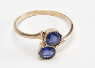 Fine 12K Victorian Ladies Ring Blue Stones