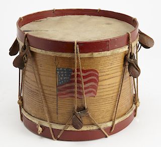 Drum with Painted Flag and Brass Tacks