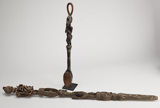 Old African Effigy Staff and Spoon
