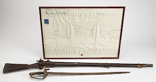 Civil War Sword, Black Powder Rifle, Indenture Doc