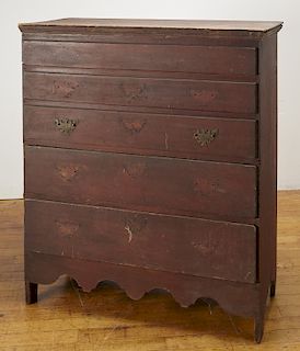 Early American Chest in Red Paint