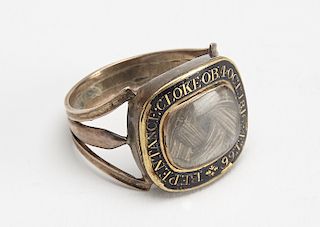 Early Mourning Ring with Woven Hair