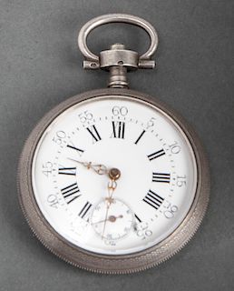 Silver Engraved & Engine-Turned Pocket Watch