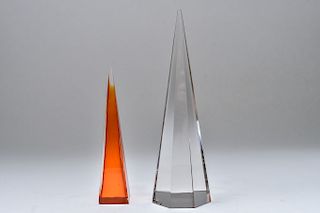 Art Glass Obelisk Sculptures, Group of 2