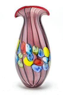 Italian Murano Art Glass Vase, Signed
