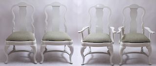 White Lacquered Queen Anne Manner Chairs 4