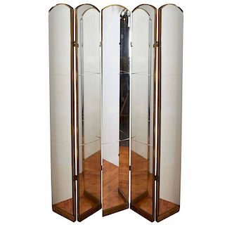 Art Deco Arched Mirror Five-Panel Room Divider