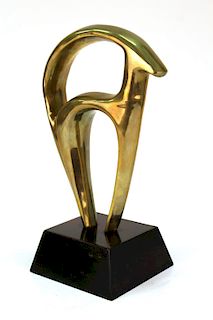 Modern Ibex Brass Tabletop Sculpture