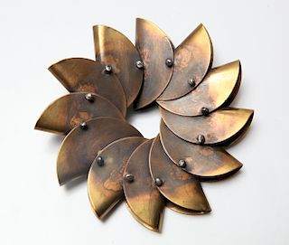 Mena Messina Minimalist Brass Brooch Pendant