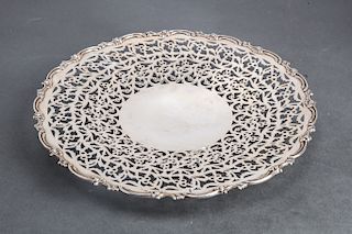 Sterling Silver Pierced Footed Serving Platter