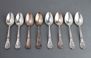 Gorham & Mechanics Co. Silver Zodiac Tea Spoons 8