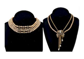 Faux Pearls & Rhinestone Costume Necklaces 2
