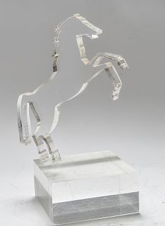 Modern Lucite Sculpture of Rearing Horse