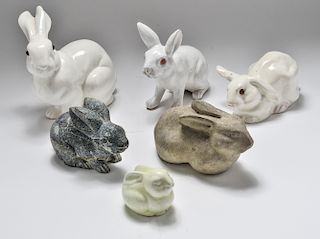 Rabbits Figure Sculptures, Porcelain & Others, 6