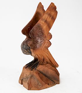 Folk Art Carved Wood Eagle Sculpture