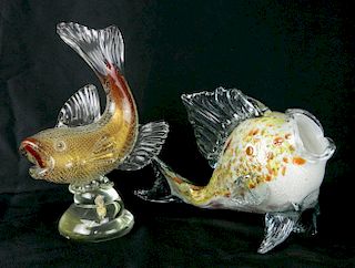 2 Murano Glass fish