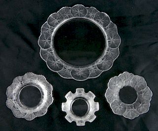 Lalique Crystal plate and 3 ashtrays