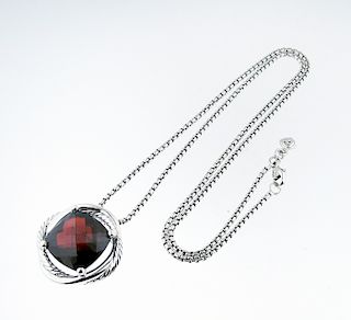 David Yurman Sterling Silver Infinity Garnet Necklace
