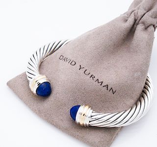 David Yurman 7mm Sterling 14k Lapis Lazuli Bracelet