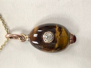 Faberge Russian Gold, Diamond ,Ruby Egg with Tigers Eye