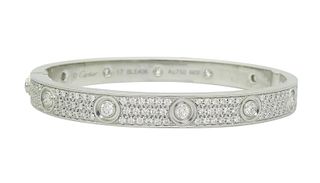 Cartier 18K Gold Love 3.16tcw Diamond Paved Bracelet