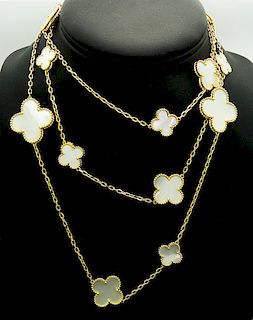 Van Cleef & Arpels Magic Alhambra 18k Mother-of Pearl 16 Motif Necklace