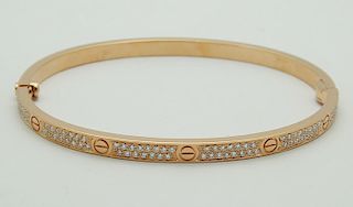 Cartier 18K Rose Gold LOVE Diamond Small Bracelet